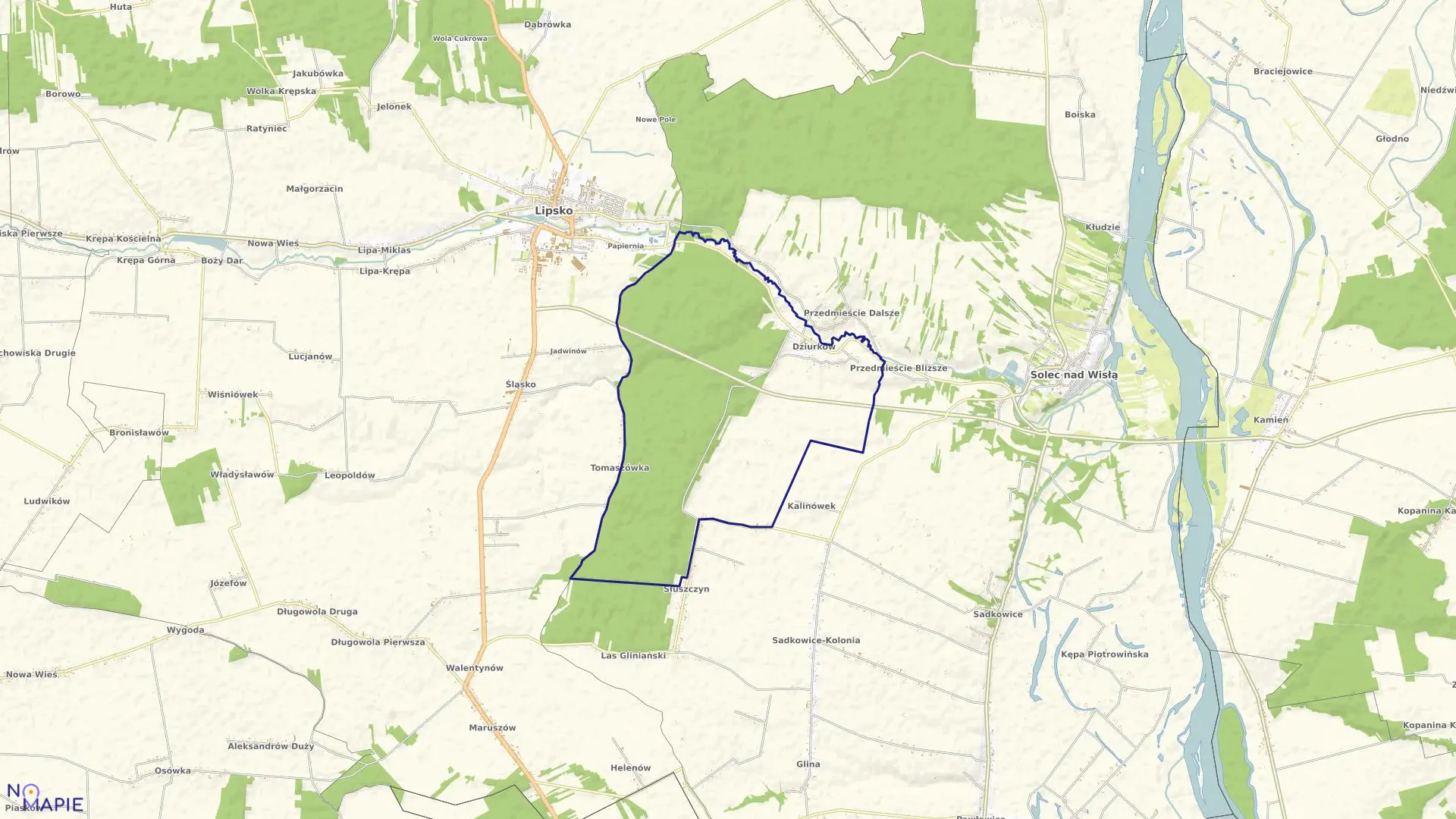 Mapa obrębu DZIURKÓW w gminie Solec nad Wisłą