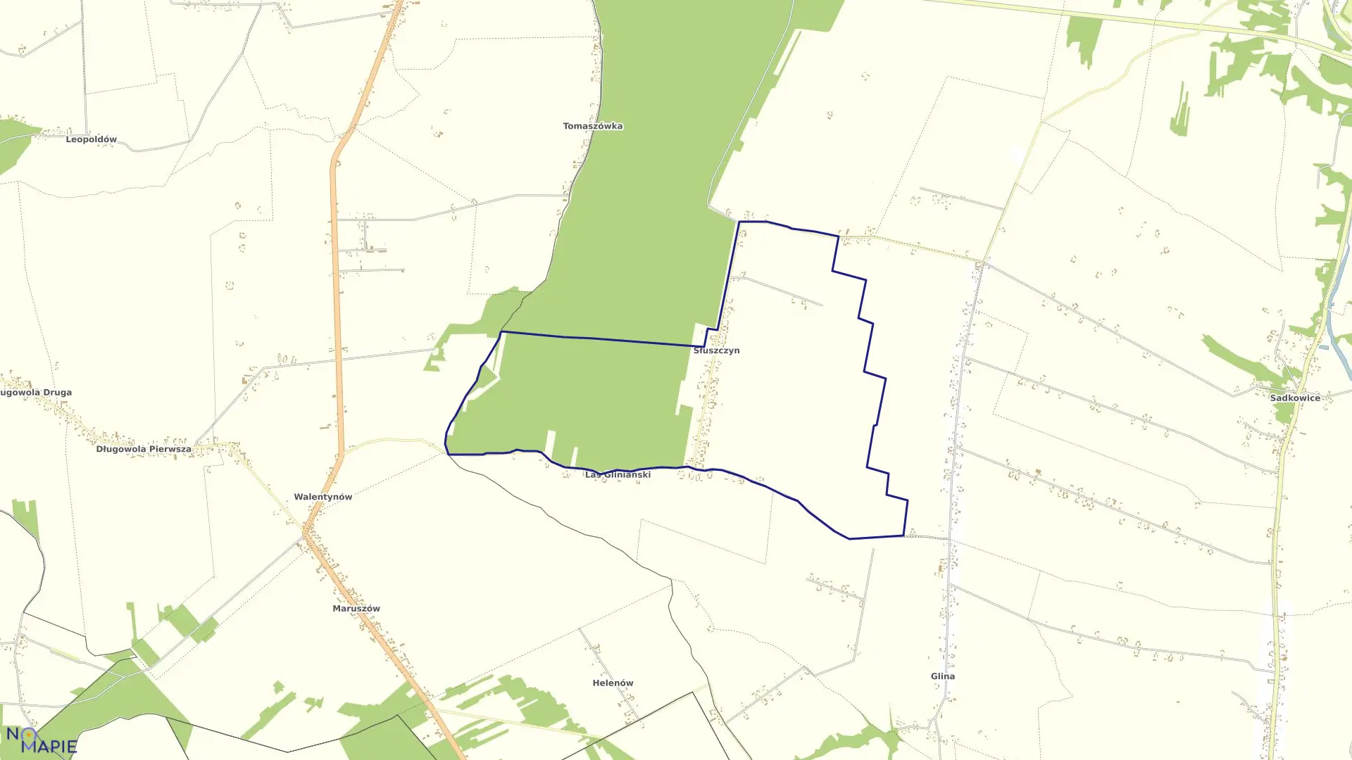 Mapa obrębu SŁUSZCZYN w gminie Solec nad Wisłą